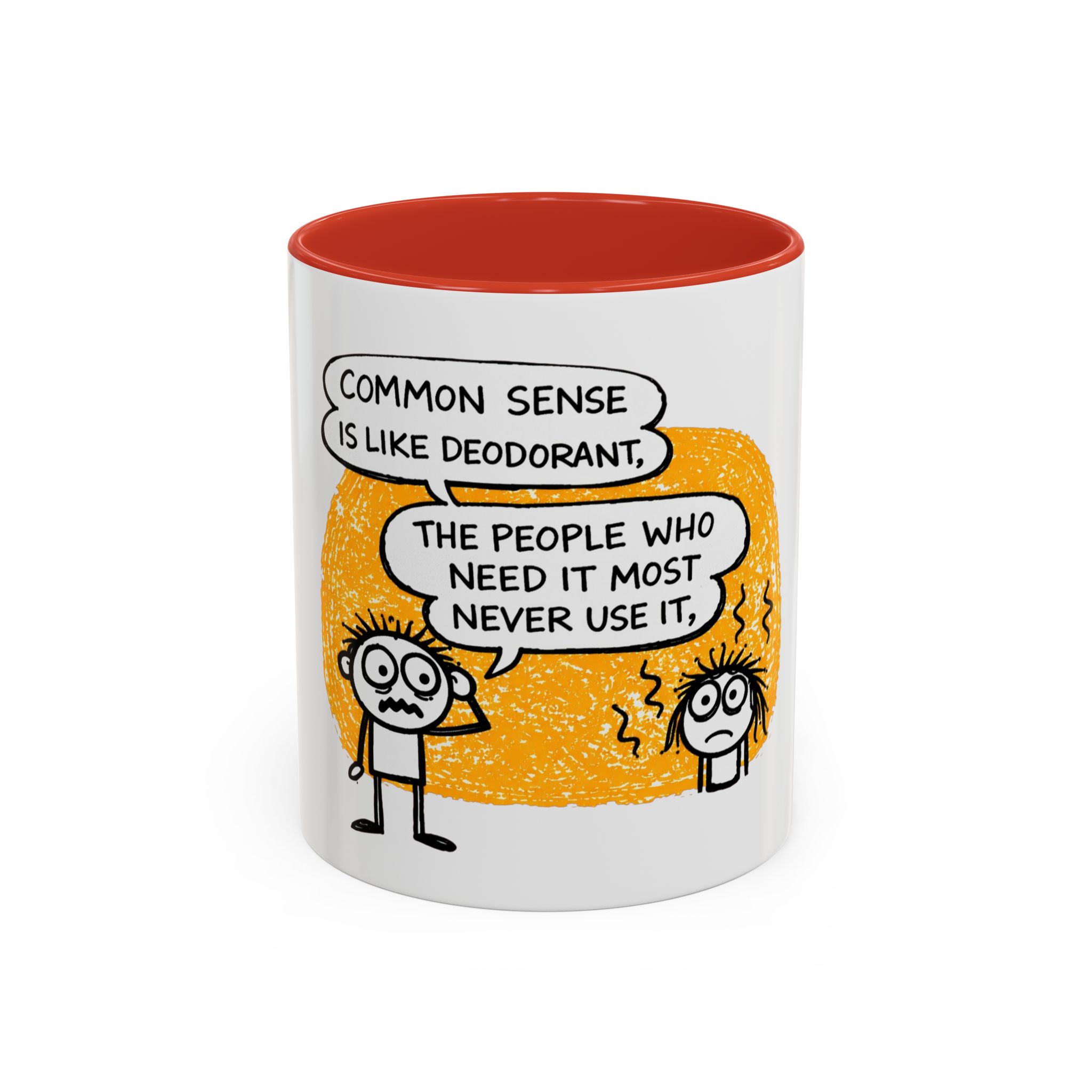 Funny Quote Coffee Mug — “Common Sense Is Like Deodorant” Accent Mug - Image 9