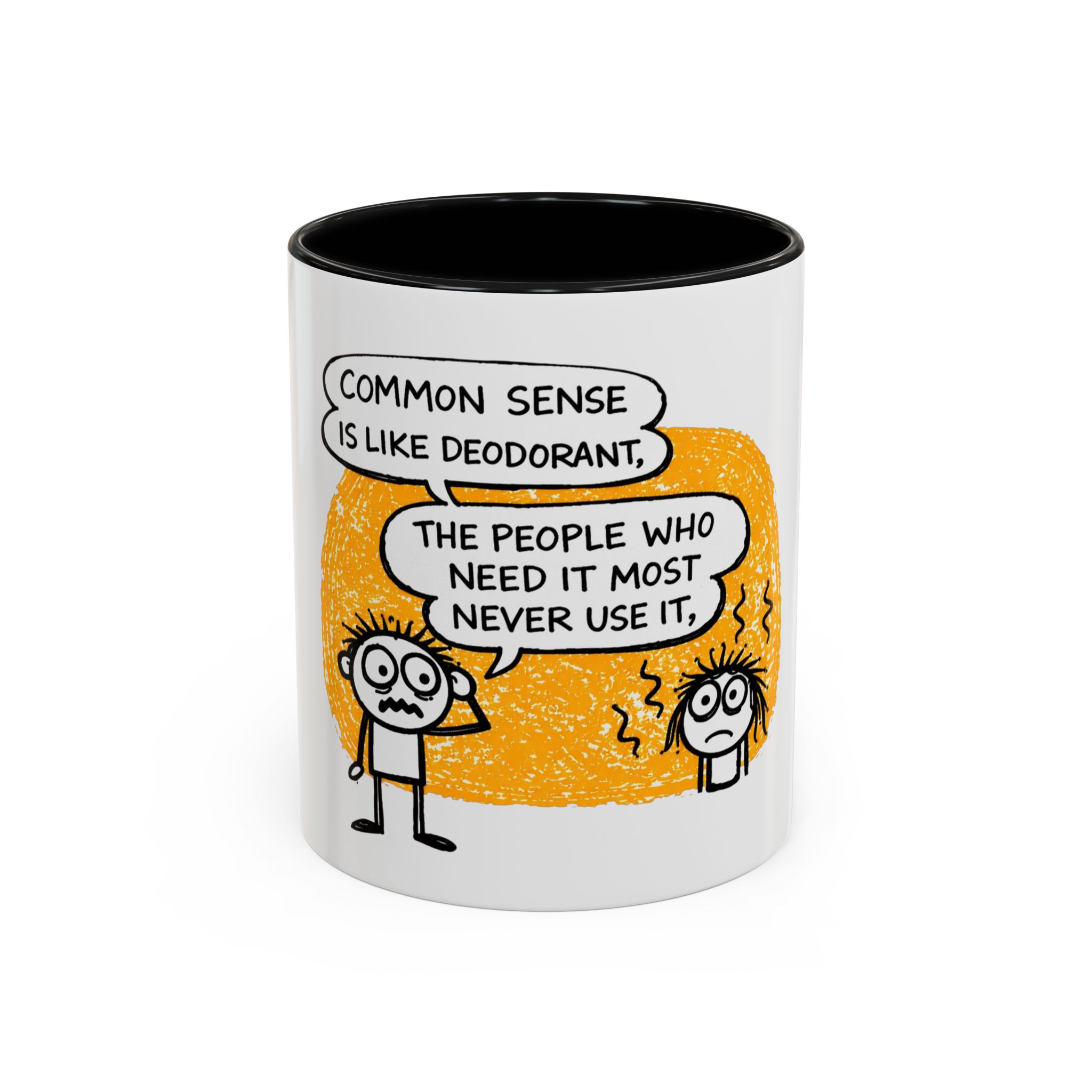 Funny Quote Coffee Mug — “Common Sense Is Like Deodorant” Accent Mug - Image 3